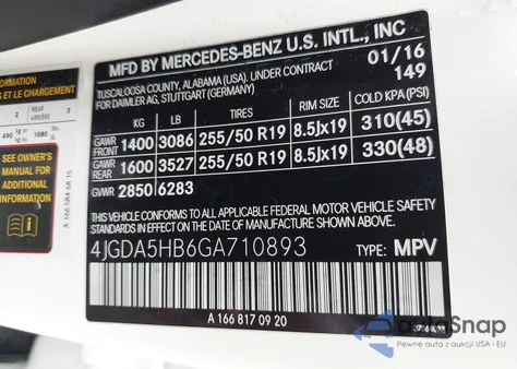 2016 Mercedes-Benz Gle 350 4Matic from USA, damaged, VIN 4JGDA5HB6GA710893